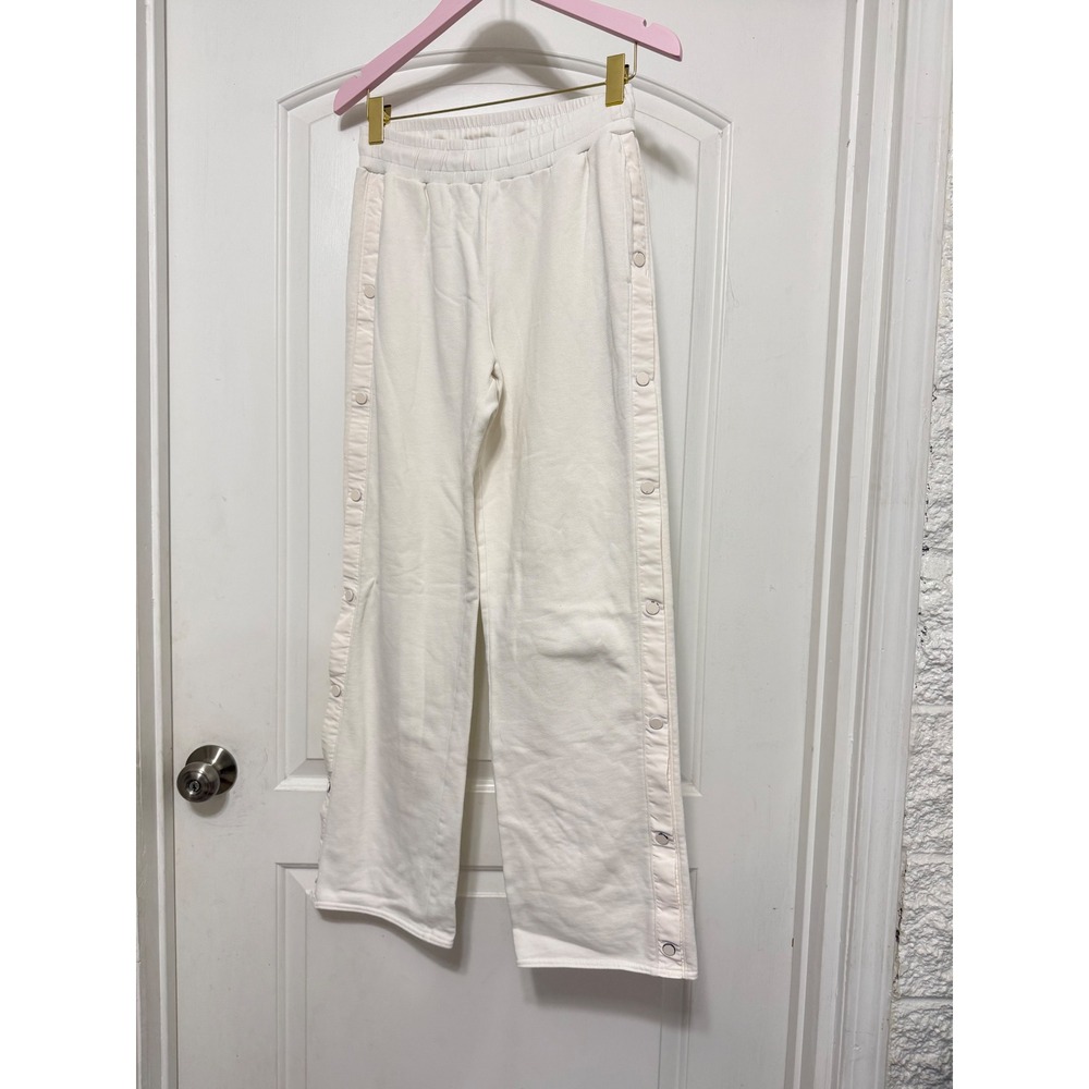 Alo Yoga Courtside Tearaway Snap Pants White Ivory S/M